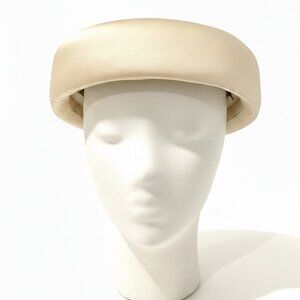 Vintage 1950s Coquettes by Miss Eileen Pillbox Hat Ivory Satin Fascinator